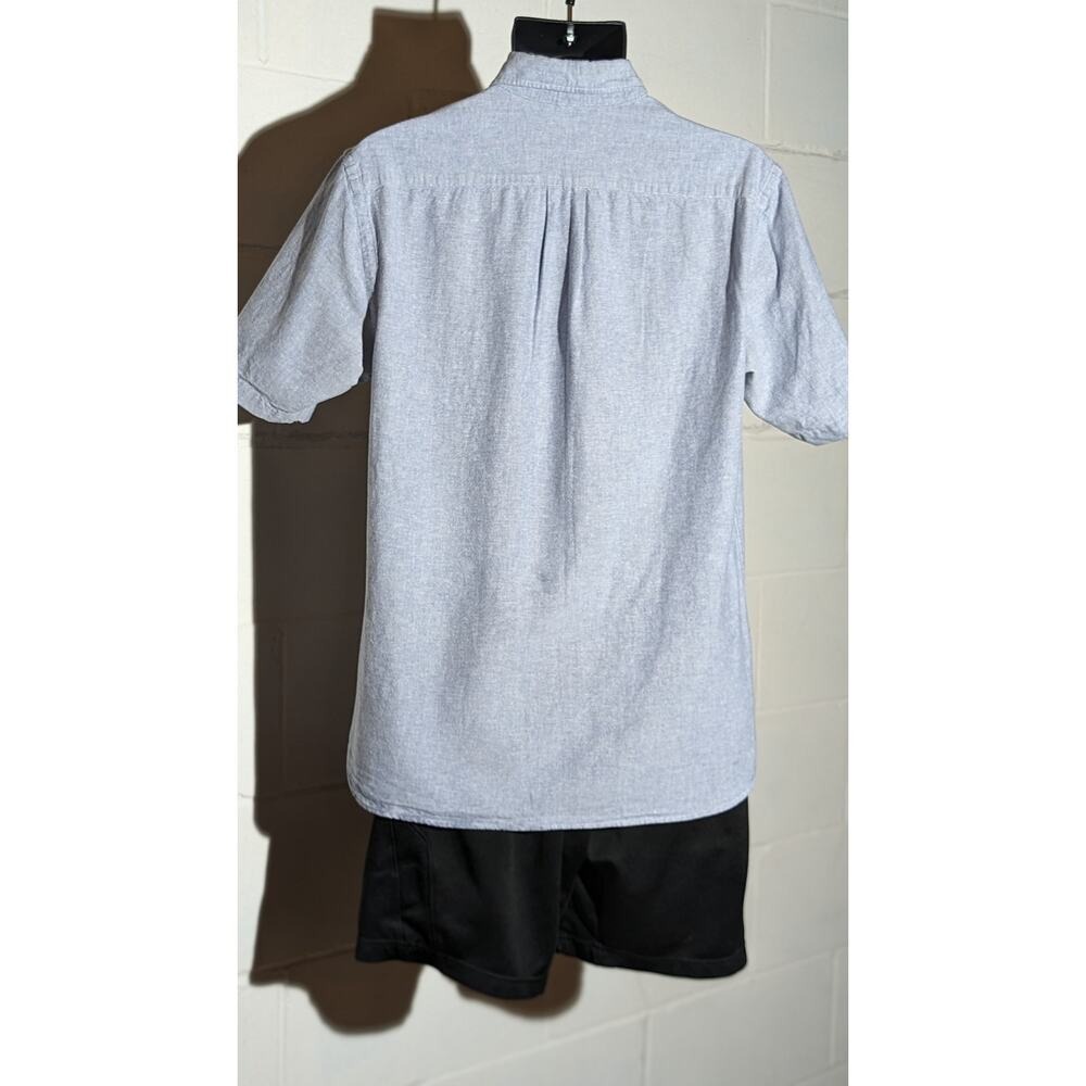 H&M Short Sleeve Button Down Shirt Cotton Oxford Chambray Shirt Pocket Small - Picture 2 of 5